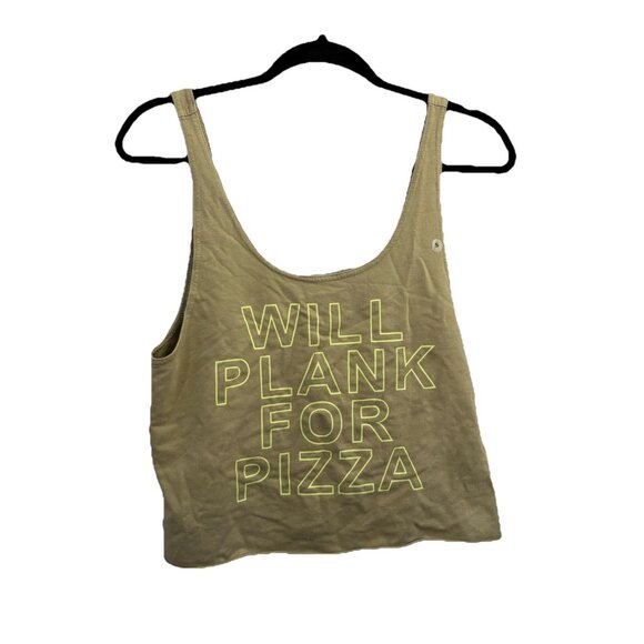 Aerie OFFLINE Will Plank For Pizza Crop Tank Top Green Tie Back Size Small - Picture 1 of 10